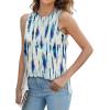 imageXIEERDUO Womens Tank Tops Crewneck Loose Fit Basic Casual Summer Side Split Sleeveless ShirtsEbblue Printed