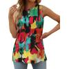 imageXIEERDUO Womens Tank Tops Crewneck Loose Fit Basic Casual Summer Side Split Sleeveless ShirtsEbpink Print