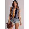 imageXIEERDUO Womens Tank Tops Crewneck Loose Fit Basic Casual Summer Side Split Sleeveless ShirtsEkhaki Stripe