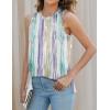 imageXIEERDUO Womens Tank Tops Crewneck Loose Fit Basic Casual Summer Side Split Sleeveless ShirtsHccolorful Stripe