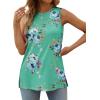 imageXIEERDUO Womens Tank Tops Crewneck Loose Fit Basic Casual Summer Side Split Sleeveless ShirtsHkgreen Floral