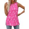 imageXIEERDUO Womens Tank Tops Crewneck Loose Fit Basic Casual Summer Side Split Sleeveless ShirtsIhot Pink Floral