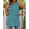 imageXIEERDUO Womens Tank Tops Crewneck Loose Fit Basic Casual Summer Side Split Sleeveless ShirtsOblue Green