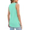 imageXIEERDUO Womens Tank Tops Crewneck Loose Fit Basic Casual Summer Side Split Sleeveless ShirtsPlake Green