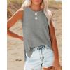 imageXIEERDUO Womens Tank Tops Crewneck Loose Fit Basic Casual Summer Side Split Sleeveless ShirtsQgrey