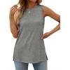 imageXIEERDUO Womens Tank Tops Crewneck Loose Fit Basic Casual Summer Side Split Sleeveless ShirtsQgrey