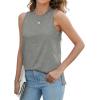 imageXIEERDUO Womens Tank Tops Crewneck Loose Fit Basic Casual Summer Side Split Sleeveless ShirtsQgrey