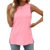 imageXIEERDUO Womens Tank Tops Crewneck Loose Fit Basic Casual Summer Side Split Sleeveless ShirtsRpeach Pink