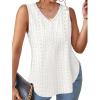 imageXIEERDUO Womens Tank Tops V Neck Eyelet Embroidery Casaul Sleeveless Shirts00white