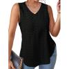 imageXIEERDUO Womens Tank Tops V Neck Eyelet Embroidery Casaul Sleeveless Shirts02black