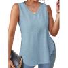imageXIEERDUO Womens Tank Tops V Neck Eyelet Embroidery Casaul Sleeveless Shirts04blue