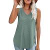 imageXIEERDUO Womens Tank Tops V Neck Eyelet Embroidery Casaul Sleeveless Shirts05green