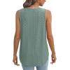 imageXIEERDUO Womens Tank Tops V Neck Eyelet Embroidery Casaul Sleeveless Shirts05green