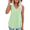 imageXIEERDUO Womens Tank Tops V Neck Eyelet Embroidery Casaul Sleeveless Shirts06lake Green