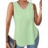 imageXIEERDUO Womens Tank Tops V Neck Eyelet Embroidery Casaul Sleeveless Shirts06lake Green