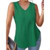 imageXIEERDUO Womens Tank Tops V Neck Eyelet Embroidery Casaul Sleeveless Shirts06light Green