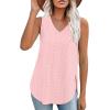 imageXIEERDUO Womens Tank Tops V Neck Eyelet Embroidery Casaul Sleeveless Shirts06light Pink