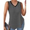 imageXIEERDUO Womens Tank Tops V Neck Eyelet Embroidery Casaul Sleeveless Shirts06white Stripe