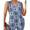 imageXIEERDUO Womens Tank Tops V Neck Eyelet Embroidery Casaul Sleeveless Shirts08blue Flower