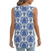 imageXIEERDUO Womens Tank Tops V Neck Eyelet Embroidery Casaul Sleeveless Shirts08blue Flower