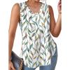imageXIEERDUO Womens Tank Tops V Neck Eyelet Embroidery Casaul Sleeveless Shirts08colorful Leaves