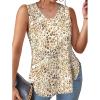 imageXIEERDUO Womens Tank Tops V Neck Eyelet Embroidery Casaul Sleeveless Shirts08leopard Print