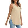 imageXIEERDUO Womens Tank Tops V Neck Eyelet Embroidery Casaul Sleeveless ShirtsApricot