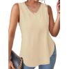 imageXIEERDUO Womens Tank Tops V Neck Eyelet Embroidery Casaul Sleeveless ShirtsApricot