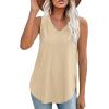 imageXIEERDUO Womens Tank Tops V Neck Eyelet Embroidery Casaul Sleeveless ShirtsApricot