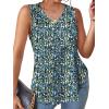 imageXIEERDUO Womens Tank Tops V Neck Eyelet Embroidery Casaul Sleeveless ShirtsFloral Blue