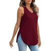 imageXIEERDUO Womens Tank Tops V Neck Eyelet Embroidery Casaul Sleeveless ShirtsRed