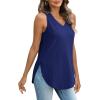 imageXIEERDUO Womens Tank Tops V Neck Eyelet Embroidery Casaul Sleeveless ShirtsRoyal Blue