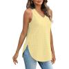imageXIEERDUO Womens Tank Tops V Neck Eyelet Embroidery Casaul Sleeveless ShirtsYellow