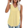 imageXIEERDUO Womens Tank Tops V Neck Eyelet Embroidery Casaul Sleeveless ShirtsYellow
