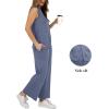 imageXIEERDUO Womens Tracksuit 2 Piece Lounge Sets Two Summer Sleeveless Cruise Outfits Wide Leg Resort Wear Casual Jumpsuit Ladies Loungewear Vacation Clothes Blue L