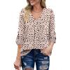 imageXIEERDUO 34 Sleeve Blouses for Women Business Casual V Neck Chiffon Shirts TopsCbeige Dot