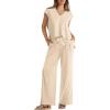 imageXIEERDUO Lounge Sets For Women 2024 Loose Fit Hoodie Open Side Tops And Wide Leg Pants 2 Piece Outfits Sweatsuit Tracksuit
