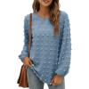 imageXIEERDUO Womens Chiffon Blouses Long Sleeve Crewneck Tops Dressy Casual Loose Pompom Shirts06blue