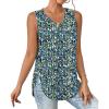 imageXIEERDUO Womens Tank Tops V Neck Eyelet Embroidery Casaul Sleeveless ShirtsFloral Blue