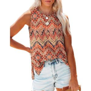 imageXIEERDUO Womens Tank Tops Crewneck Loose Fit Basic Casual Summer Side Split Sleeveless ShirtsEbboho Floral