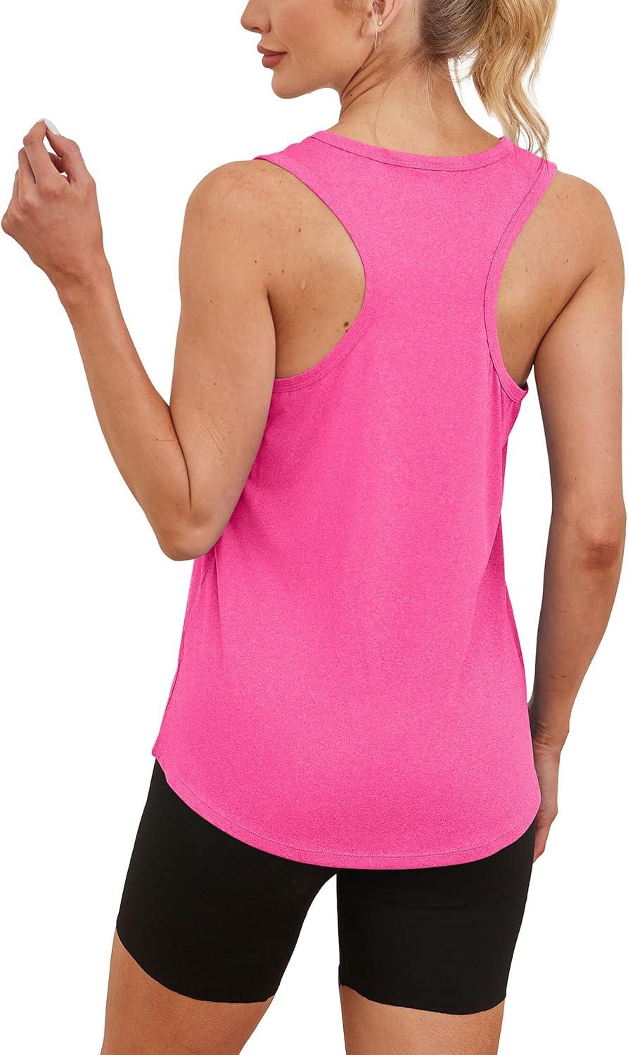imageWomens Workout Tops Sleeveless Racerback Lightweight Active Tennis Yoga Shirts Athletic Running Tank Top for WomenPink