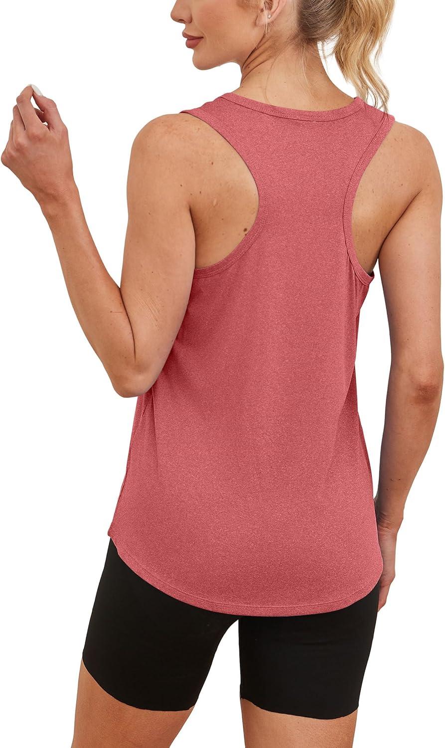 imageWomens Workout Tops Sleeveless Racerback Lightweight Active Tennis Yoga Shirts Athletic Running Tank Top for WomenRed