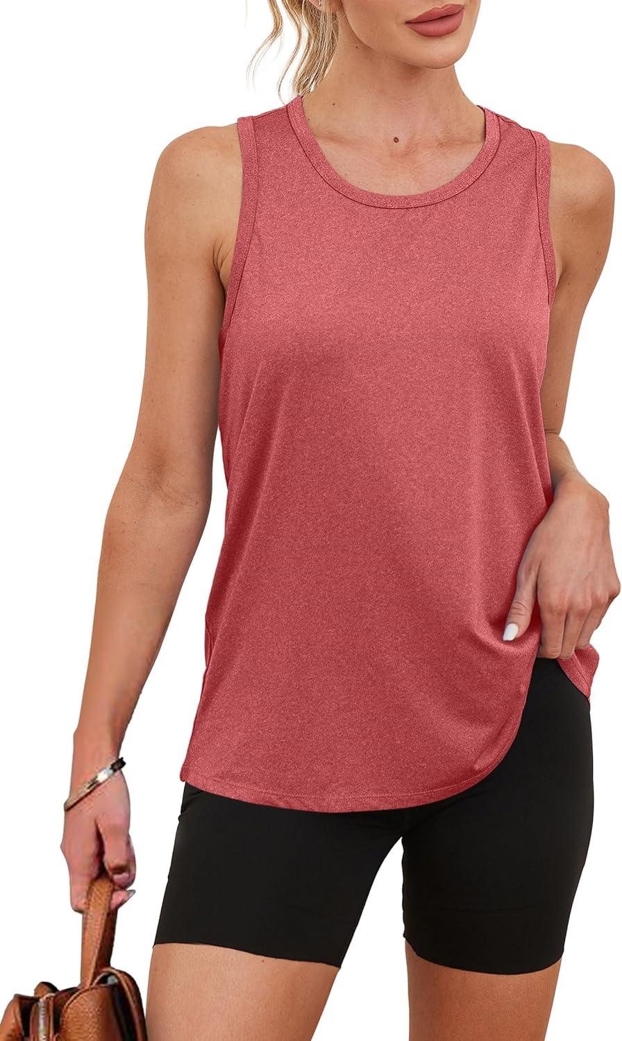 imageWomens Workout Tops Sleeveless Racerback Lightweight Active Tennis Yoga Shirts Athletic Running Tank Top for WomenRed