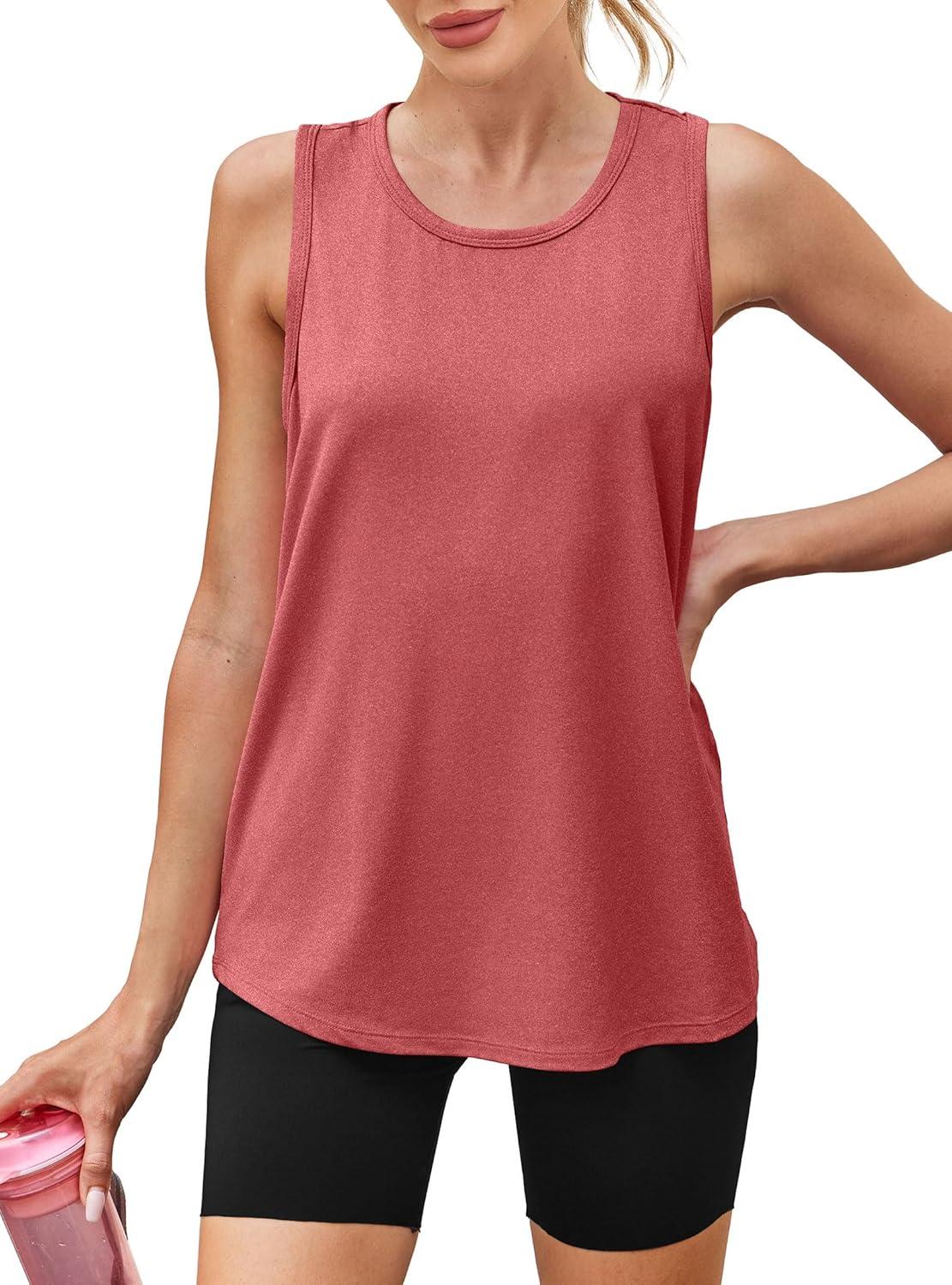 imageWomens Workout Tops Sleeveless Racerback Lightweight Active Tennis Yoga Shirts Athletic Running Tank Top for WomenRed