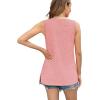 imageWomens Tank Tops Summer V Neck Loose Fit Casual Basic Side Split Sleeveless01coral