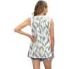 imageWomens Tank Tops Summer V Neck Loose Fit Casual Basic Side Split Sleeveless01white Print