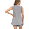 imageWomens Tank Tops Summer V Neck Loose Fit Casual Basic Side Split Sleeveless02grey