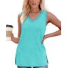 imageWomens Tank Tops Summer V Neck Loose Fit Casual Basic Side Split Sleeveless04aqua