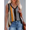 imageWomens Tank Tops Summer V Neck Loose Fit Casual Basic Side Split Sleeveless06black Stripe