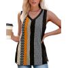 imageWomens Tank Tops Summer V Neck Loose Fit Casual Basic Side Split Sleeveless06black Stripe